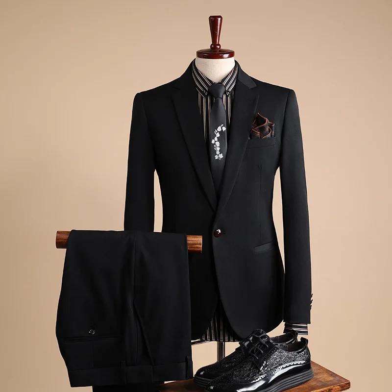 P157-traje ajustado de dos piezas para hombre, traje de boda, vestido de novio, otoño