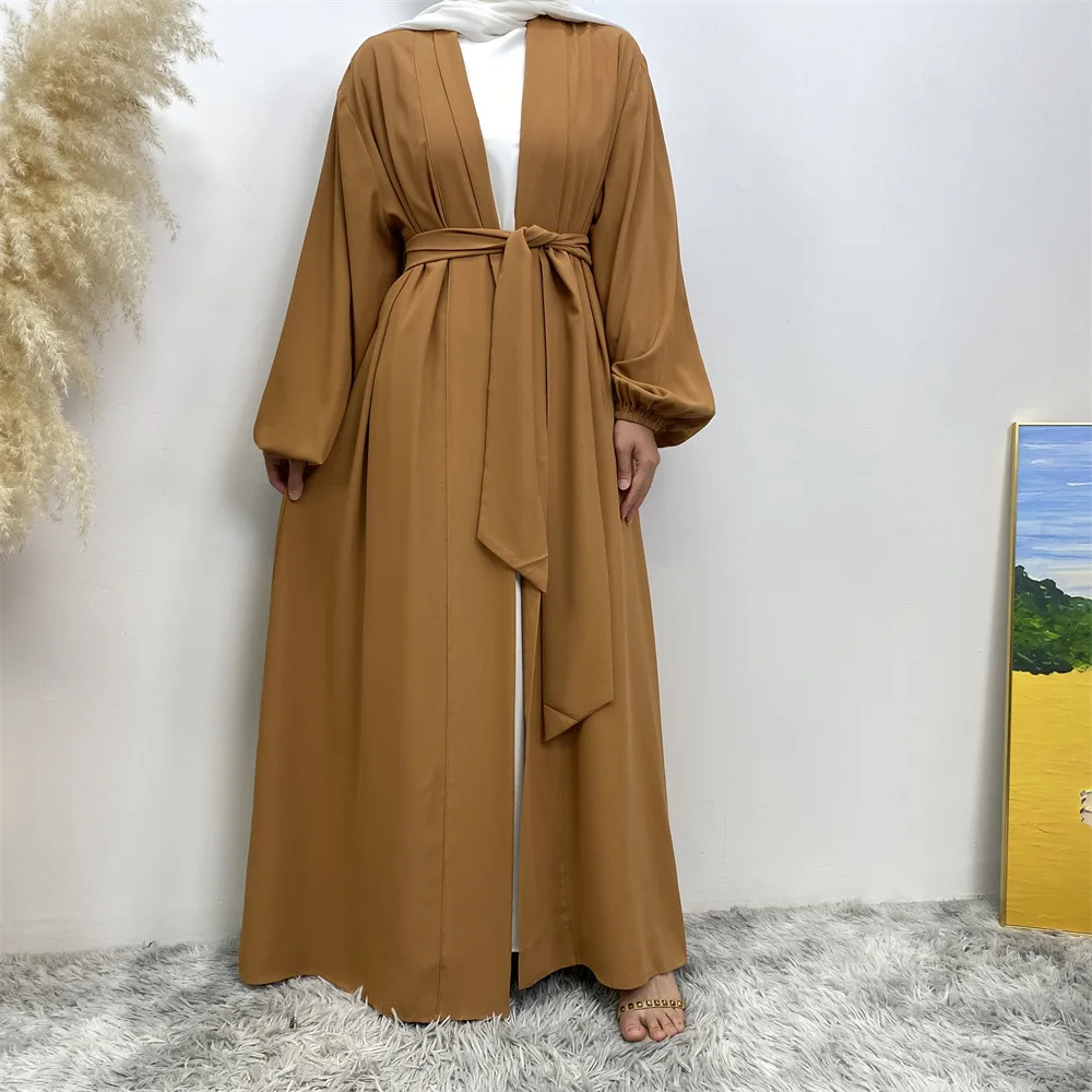 

Abayas for Women Cardigan Robes Muslim Dress Lace-up Dubai Abayas Arab Turkey Long Dress for Women Solid Elegant Women Abayas