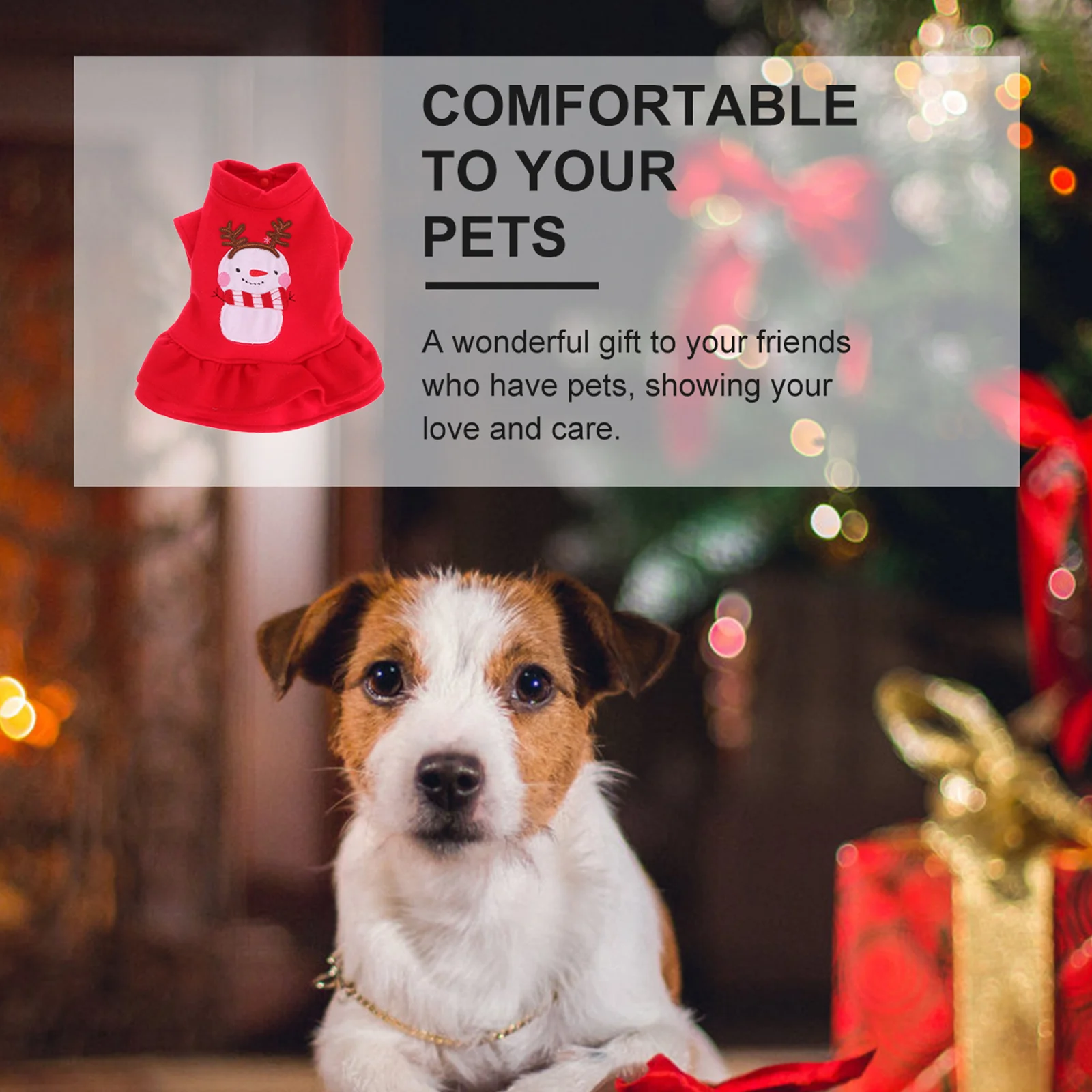 

Dog Christmas Skirt Snowman Design Pet Dress For Puppy Holiday Outfit Walking Jogging Party Photo Shoot Winter Clothing Pet