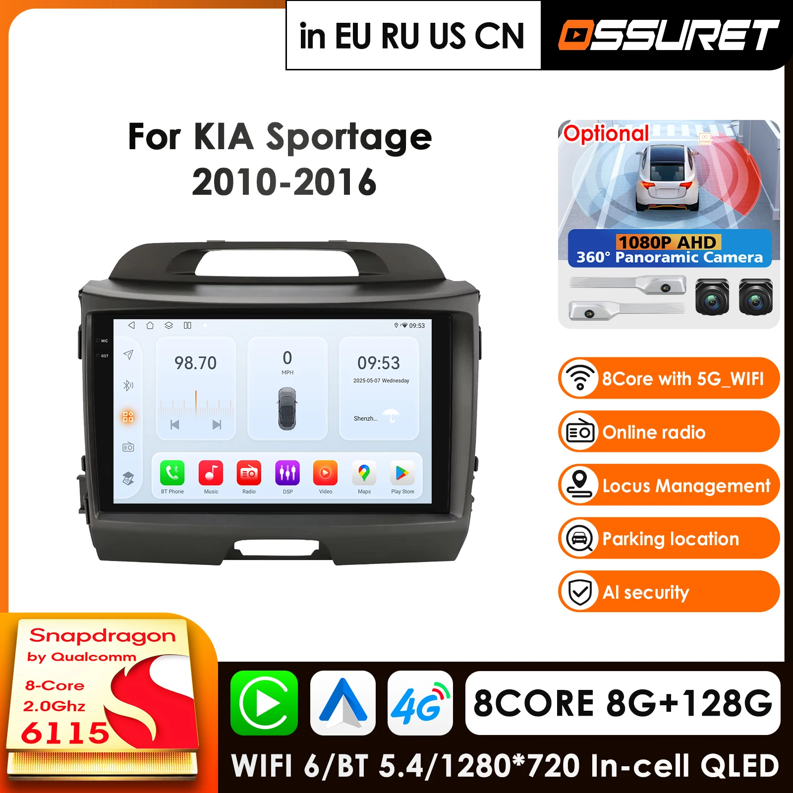 For KIA Sportage 2010 2011 2012 2013 2014 2015 2016 2Din Car Android Radio Player 2 Din Autoradio Video Multimedia GPS Navi WiFi