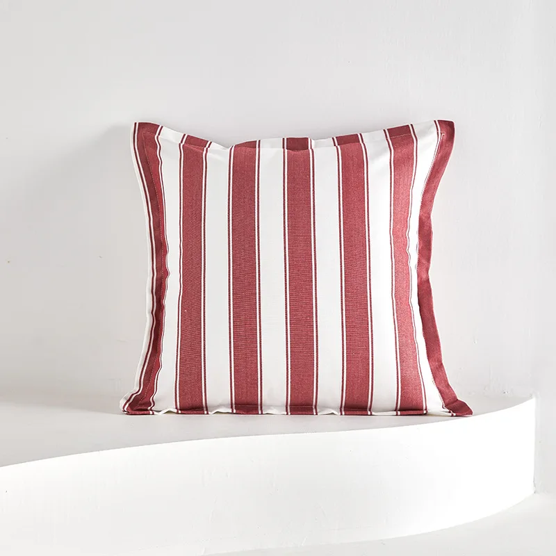 45x45cm roter Kissenbezug mit vertikalen Streifen, Streifen, rot-weißer Linienhintergrund, modisch gestreift, einfacher, wiederholter Kissenbezug