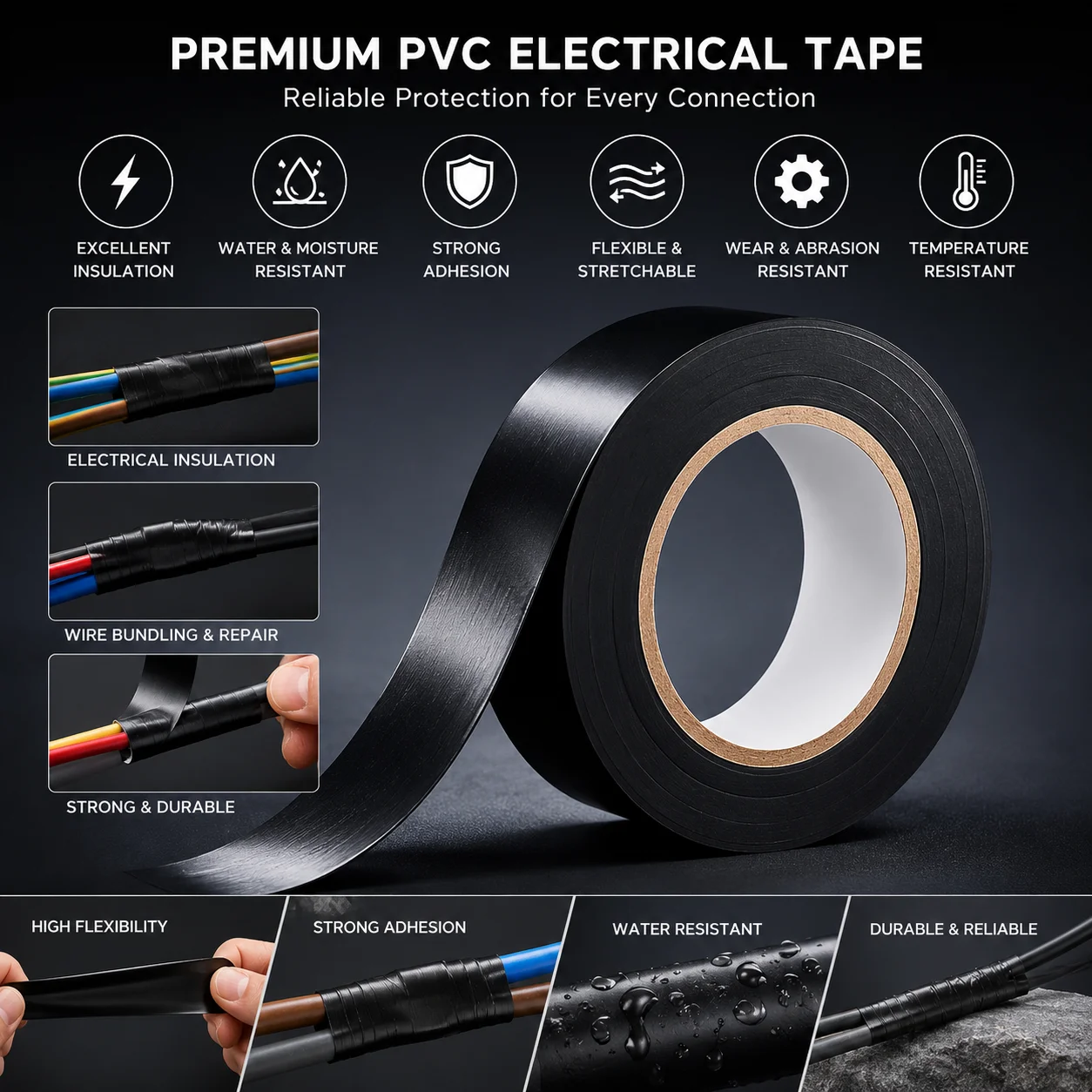 Outdoor Power Wire - 電気テープ 0.7インチ X 49フィート 防水 強力接着剤