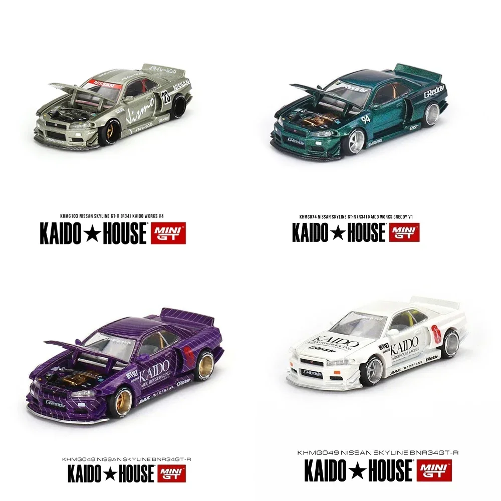 MINIGT KAIDO HOUSE 1:64 Nissan Skyline GTR R34 R32 R35 Alloy Diecast Car Model Toys Collection Christmas Gift TSM Model