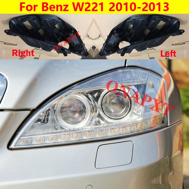 

Front Headlight Cover Black Base Headlamp Back Housing Bottom Protection Shell For Mercedes-Benz S-Class W221 2010-2013