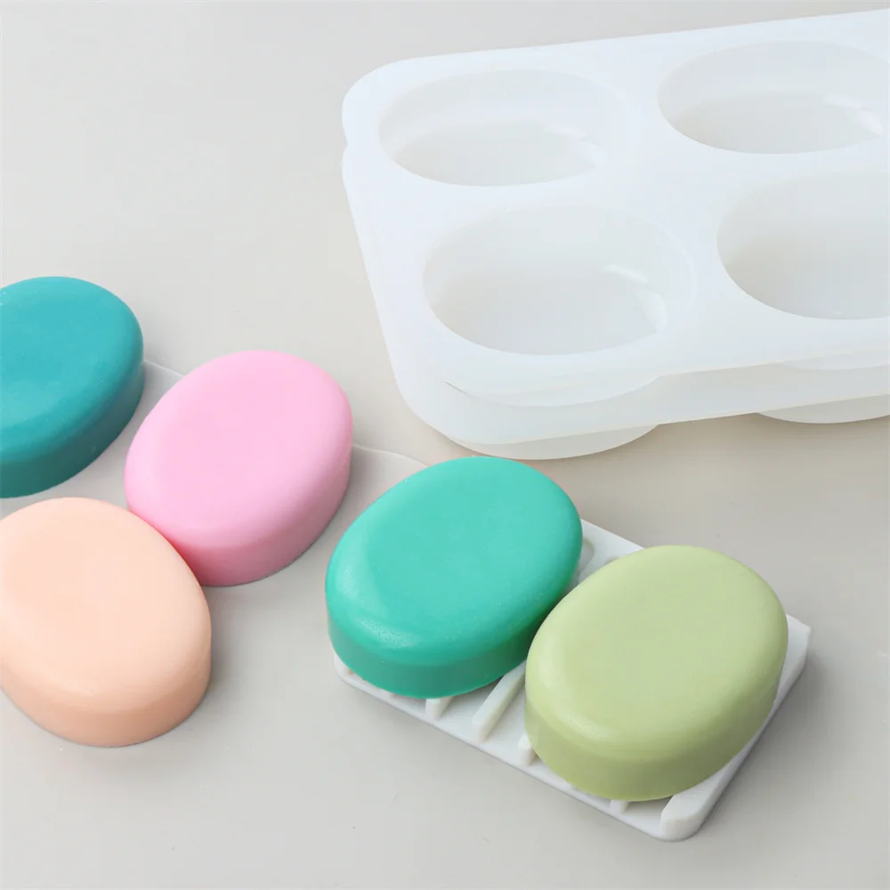 6-Cavity Oval Silicone Soap Molds Cylinder Soap Molds for Soap Making Homemade Bath Bombs Shower Tablets Lotion Bars Beeswax