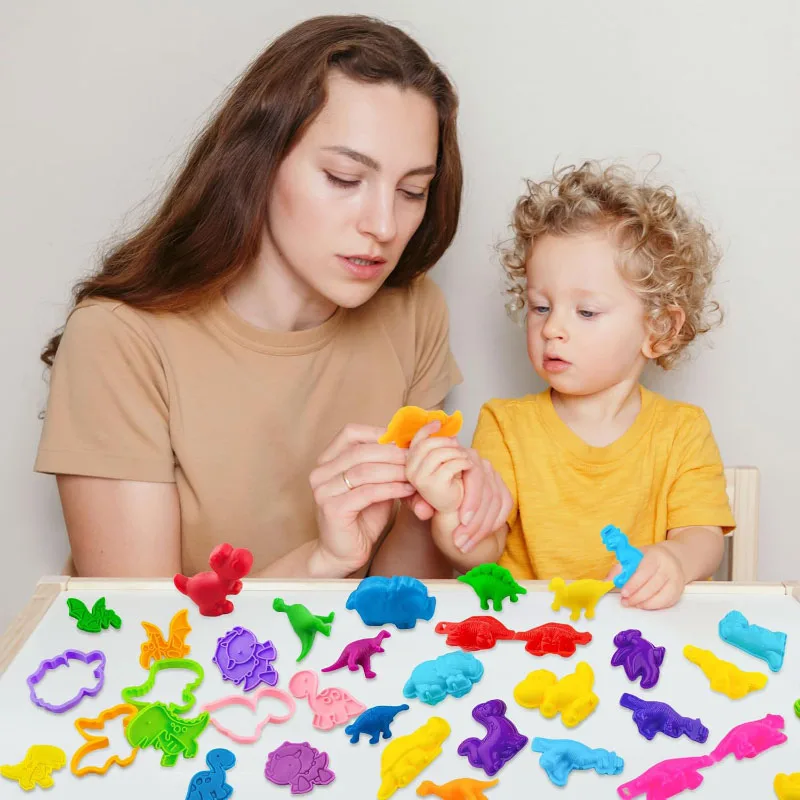 Cartoon Dinosaurier Spielen Teig Form Plastilin Spielzeug Zubehör für Kinder Kleinkinder 3D Kunststoff Formen Schneider Ton Knetmasse Werkzeuge