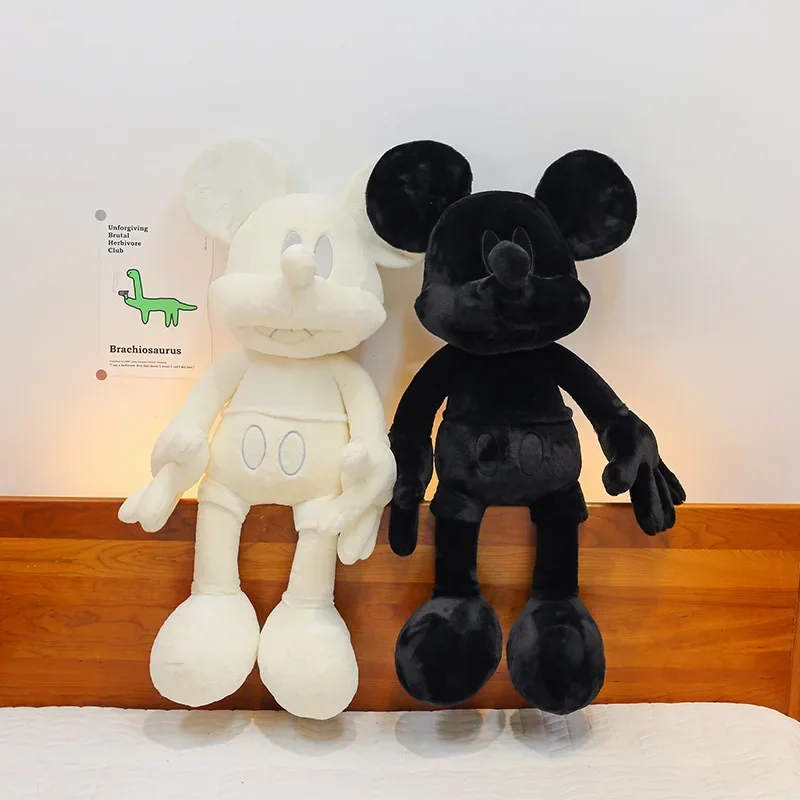 60-120cm Disney Black/White Mickey Mouse Stuffed Plush Doll Minnie Mouse Plushie Toys Cartoon Anime Birthday Xmas Gifts for Kids