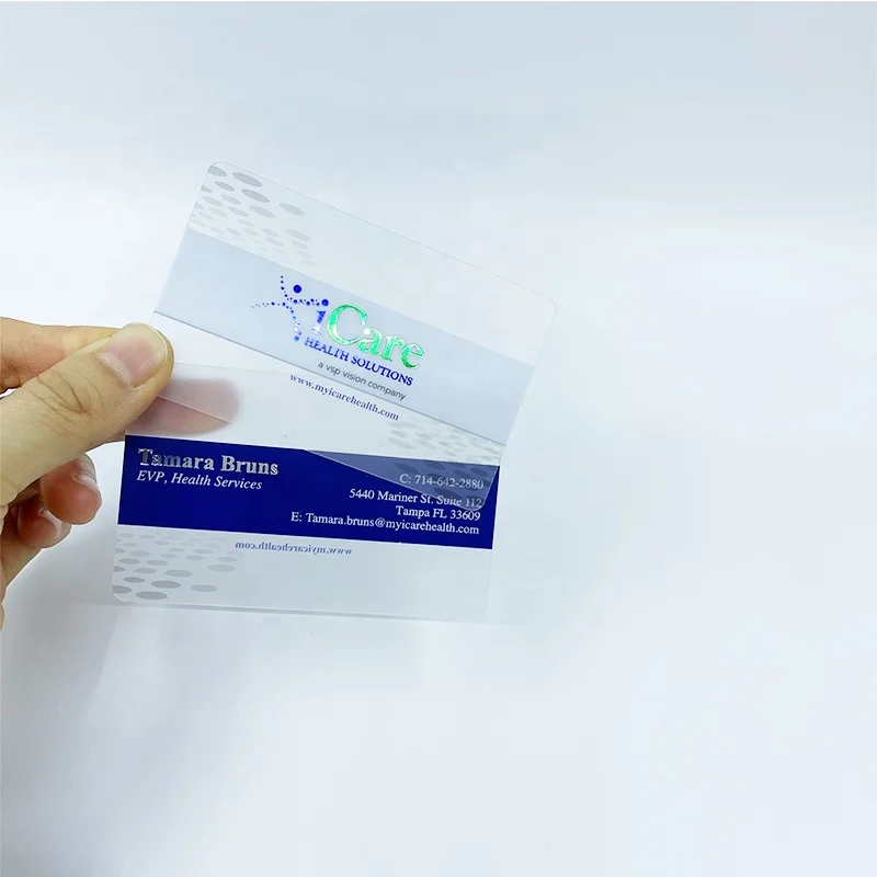 Custom High Quality  CMYK Printing Waterproof Glossy/Matte/Frosted Clear PVC Card Transparent Plastic Business Cards