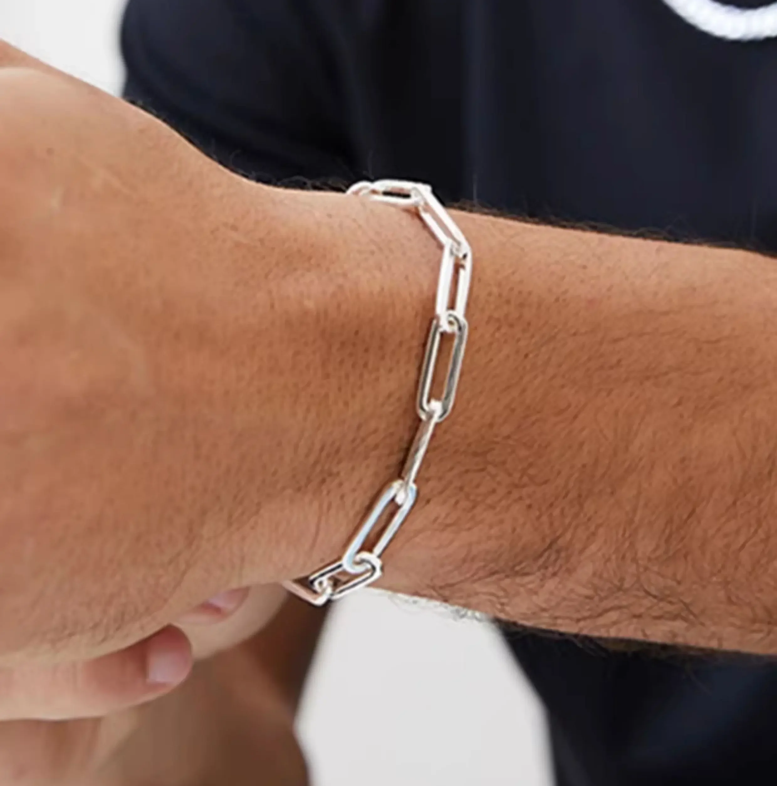 Stainless Steel Paperclip Chain Bracelet for Men Steel Gold Color Light Luxury Bracelet Anklet Jewelry Accessories