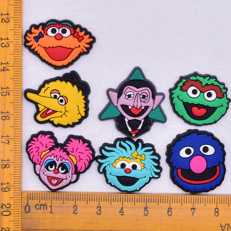 9Pcs New Cartoon Sesame Shoe Charms For Slides Sandals DIY Custom Accessories Cute Character Decoration Charms For Clogs Shoes