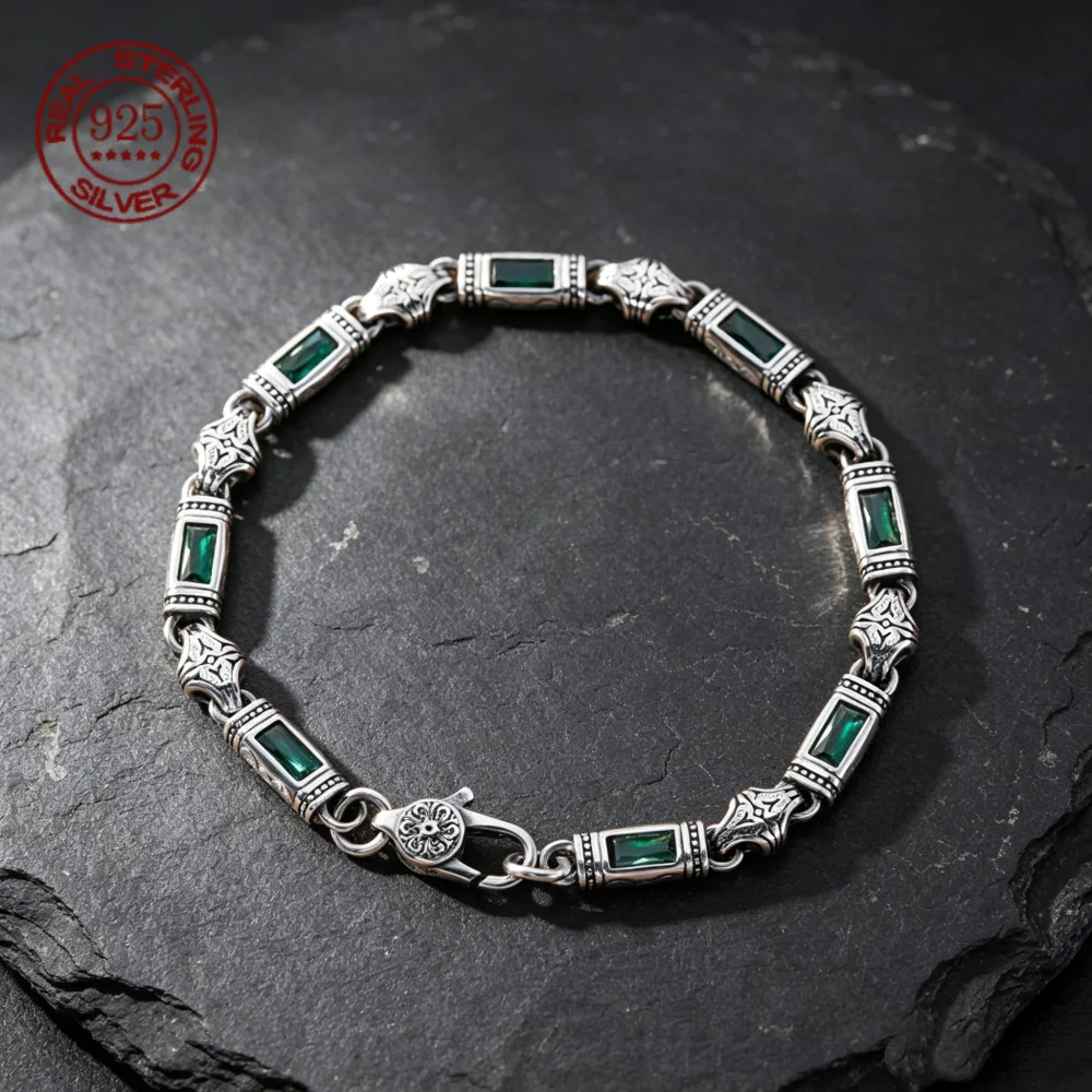 High Quality S925 Silver Tang Grass Pattern Bracelet for Men and Women Fashion Turkiye Style Luxury Bracelet