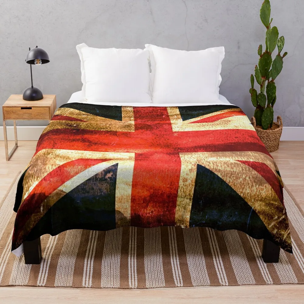 British UK Flag Grunge Vintage Throw Blanket Fashion Sofas Multi-Purpose Baby funny gift Blankets