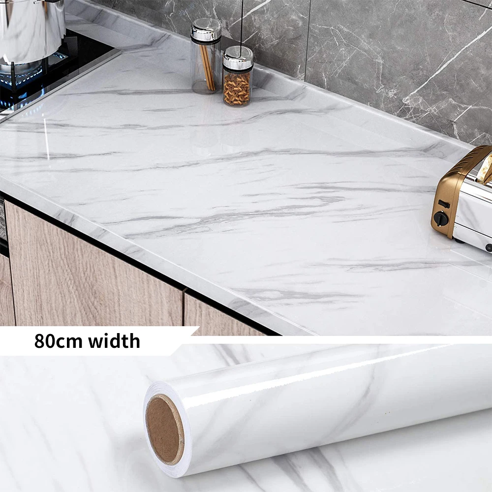 3D Marble Vinyl Waterproof Wallpaper for Bathroom Table Kitchen Ambry Countertop Self Adhesive Sticker for Furniture Home Decor