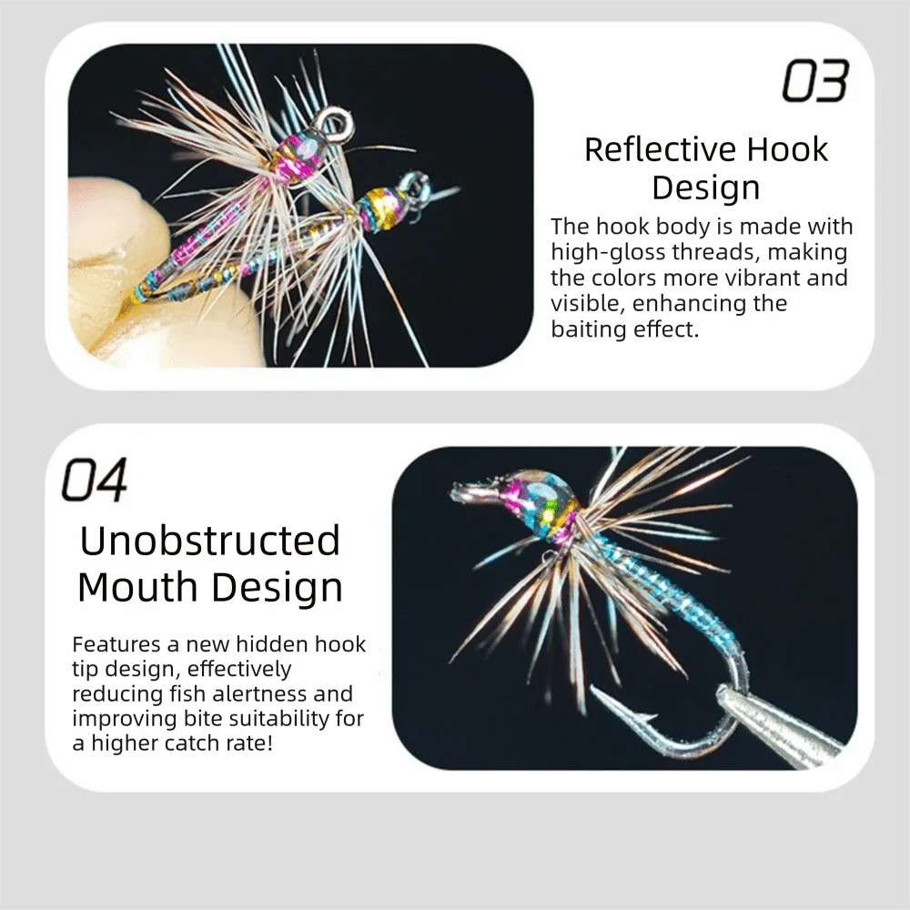 5/10Pcs Reflective Fly Fishing Hooks High Carbon 18# 16# 14# 12# Fly Fishing Lures Handmade Colorful Fly Fishing Flies Kit