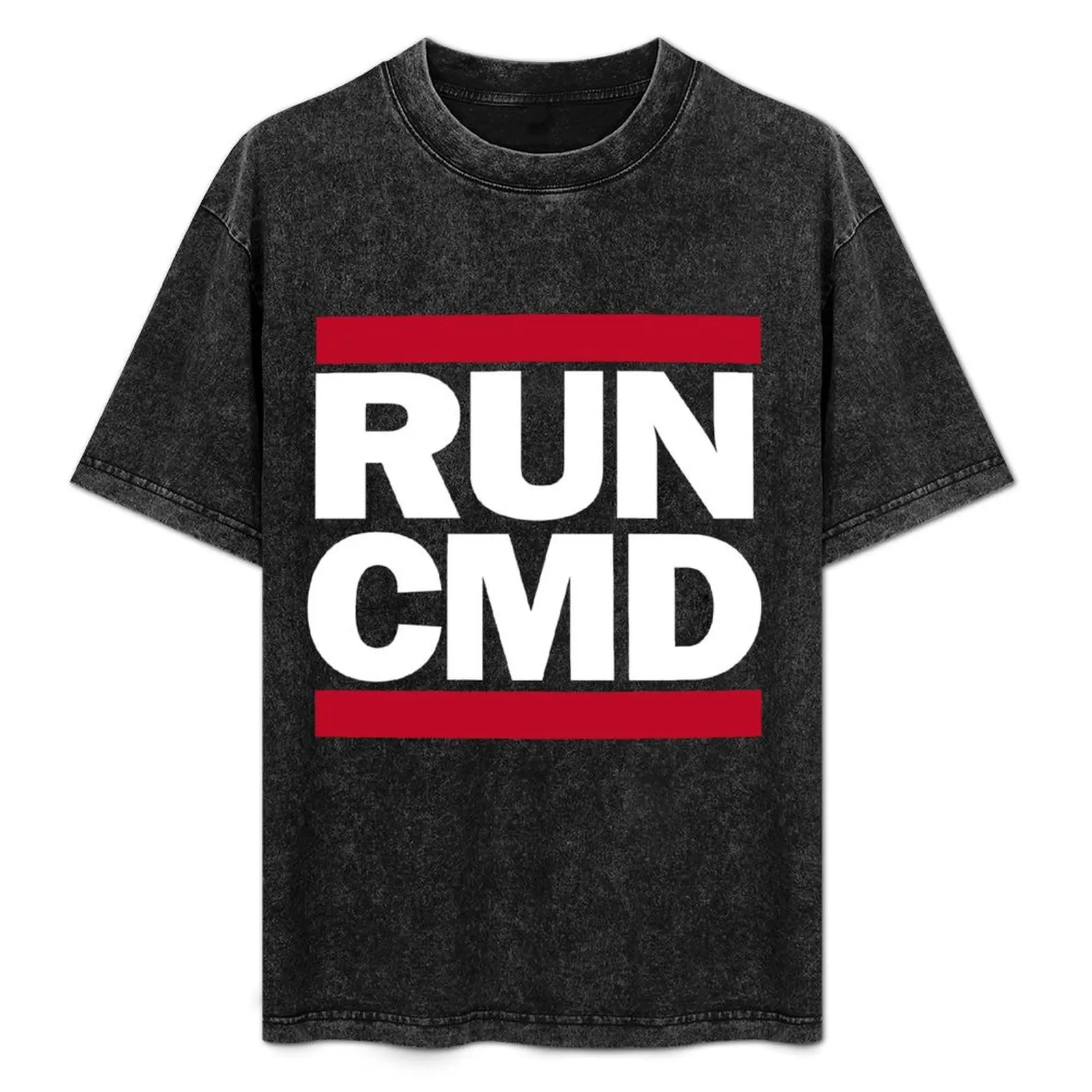 

RUN CMD T-Shirt Vintage Print Crew Neck Tee