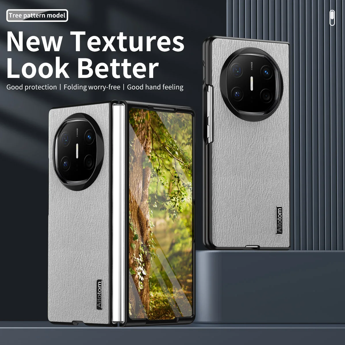 Case For Huawei Mate X6 X5 X3 X2 Luxury Tree Grain Back Cover Anti-fall Lens Full Cover For Huawei Mate X6 Shockproof Bumper