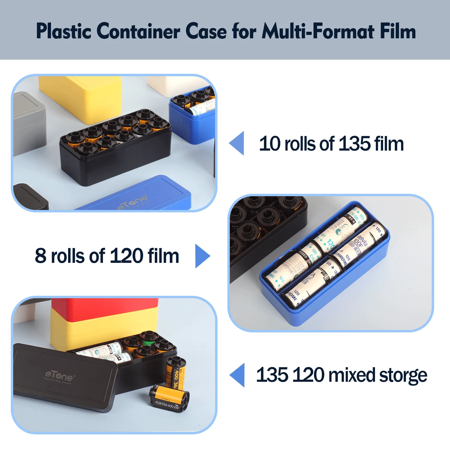 eTone 135 120 Multiformat Film Storage Box 6 Colour Plastic Film Protecte Container Case