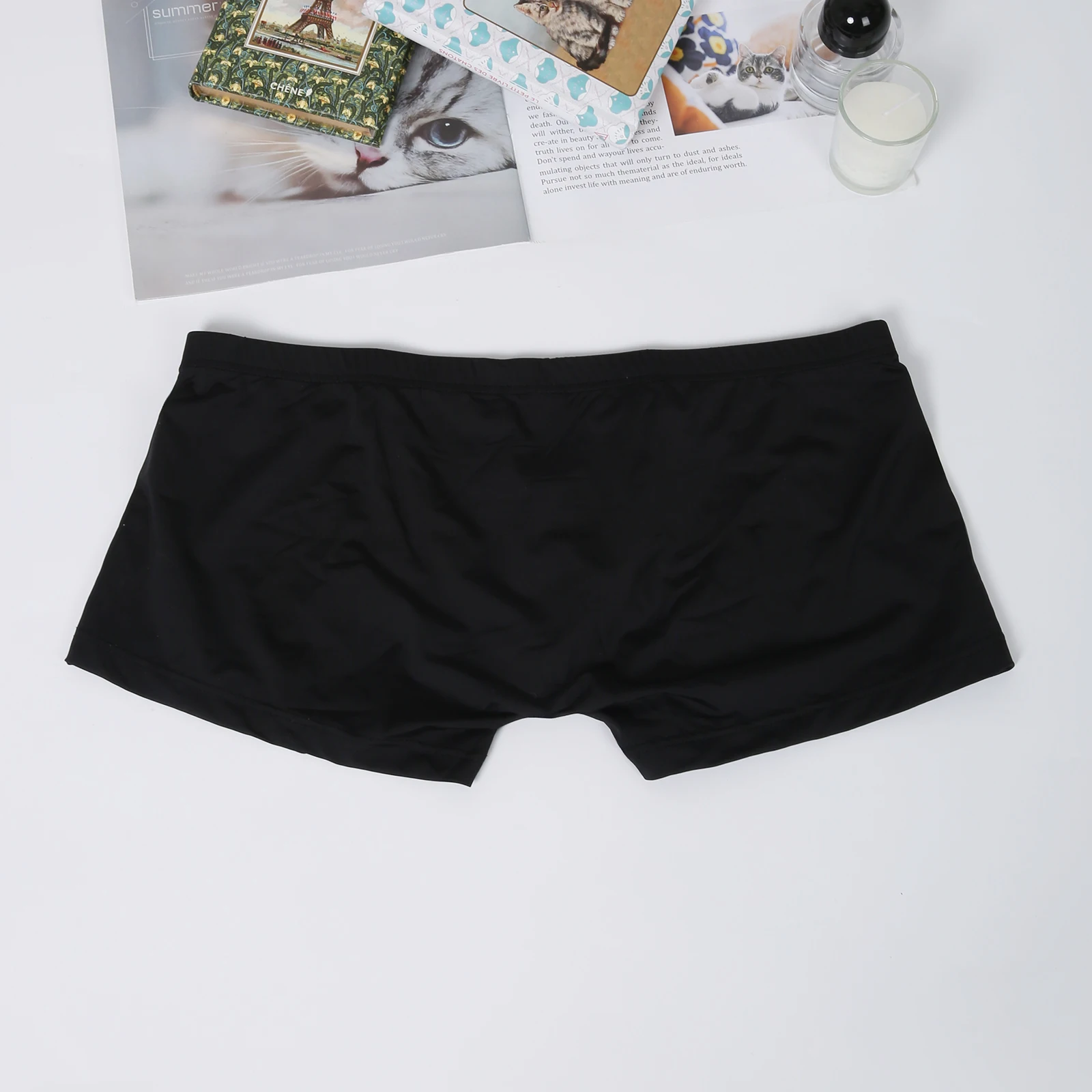 4er-Pack Herren-Boxershorts Transparente Unterwäsche mit Formgebender Tasche Nahtlose Eisseide Durchsichtige Shorts Ultradünne Unterhosen – Detail 2