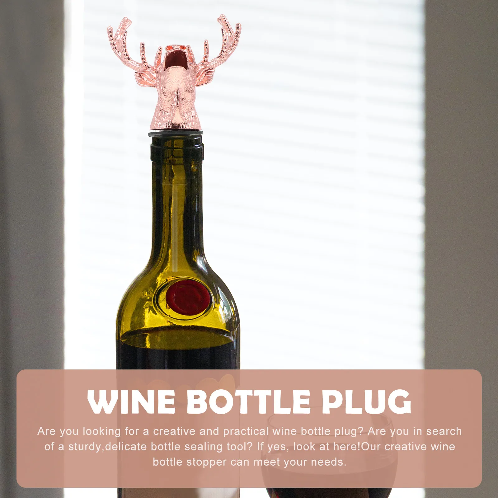 

2Pcs Deer Head Wine Stopper and Pourer Reusable Zinc Alloy Bottle Plug for Wine Olive Oil Vinegar Sealing Decorative Gift