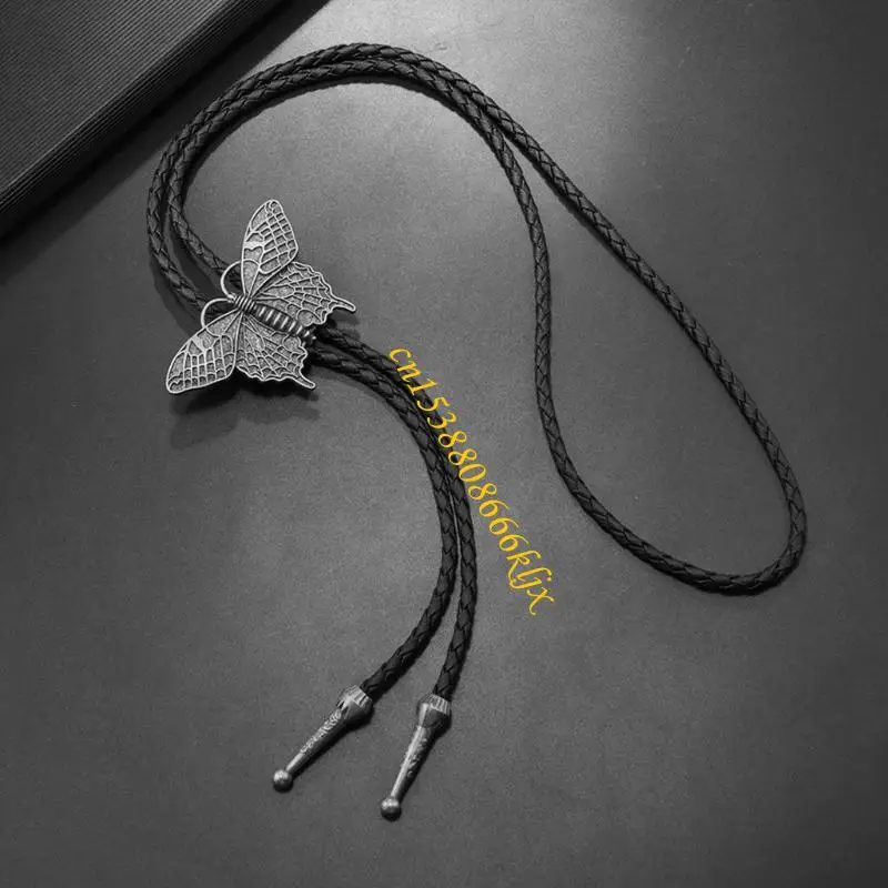 Paduan ringan kupu -kupu bolo kalung praktis pu kabel fashion aksesori untuk orang dewasa 066c