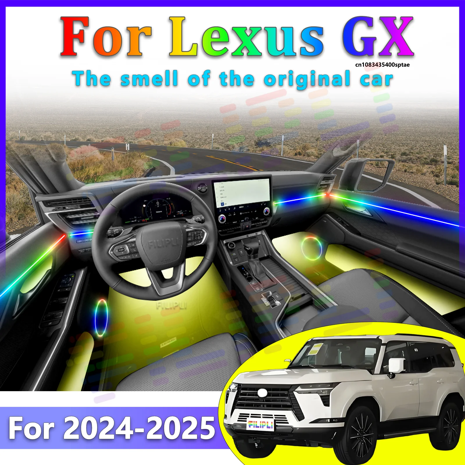 

For Lexus GX 24-25 Elite Grade Car Interior LED Ambient Lighting RGB 64 Color APP Control Premium In Car Atmosphere Enhancement