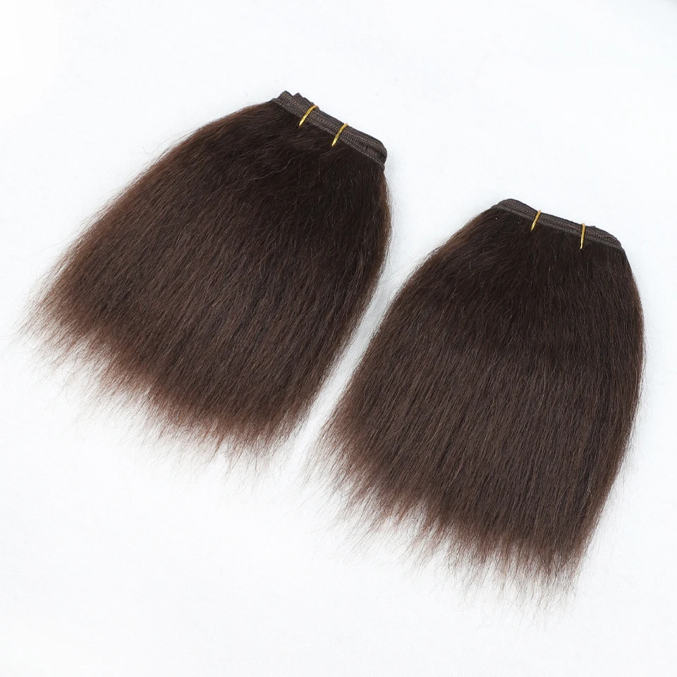 2pcs Yaki Kinky Straight Brazilian Hair Weave Bundles Extensions 100% Human Hair Bundles Hair Extension Human Hair Bundles