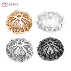 10PCS 18K Gold Color Brass Zircon Flower Shape Beads Caps Diy Accessories Jewellery Making Materials Rosediy Official Website