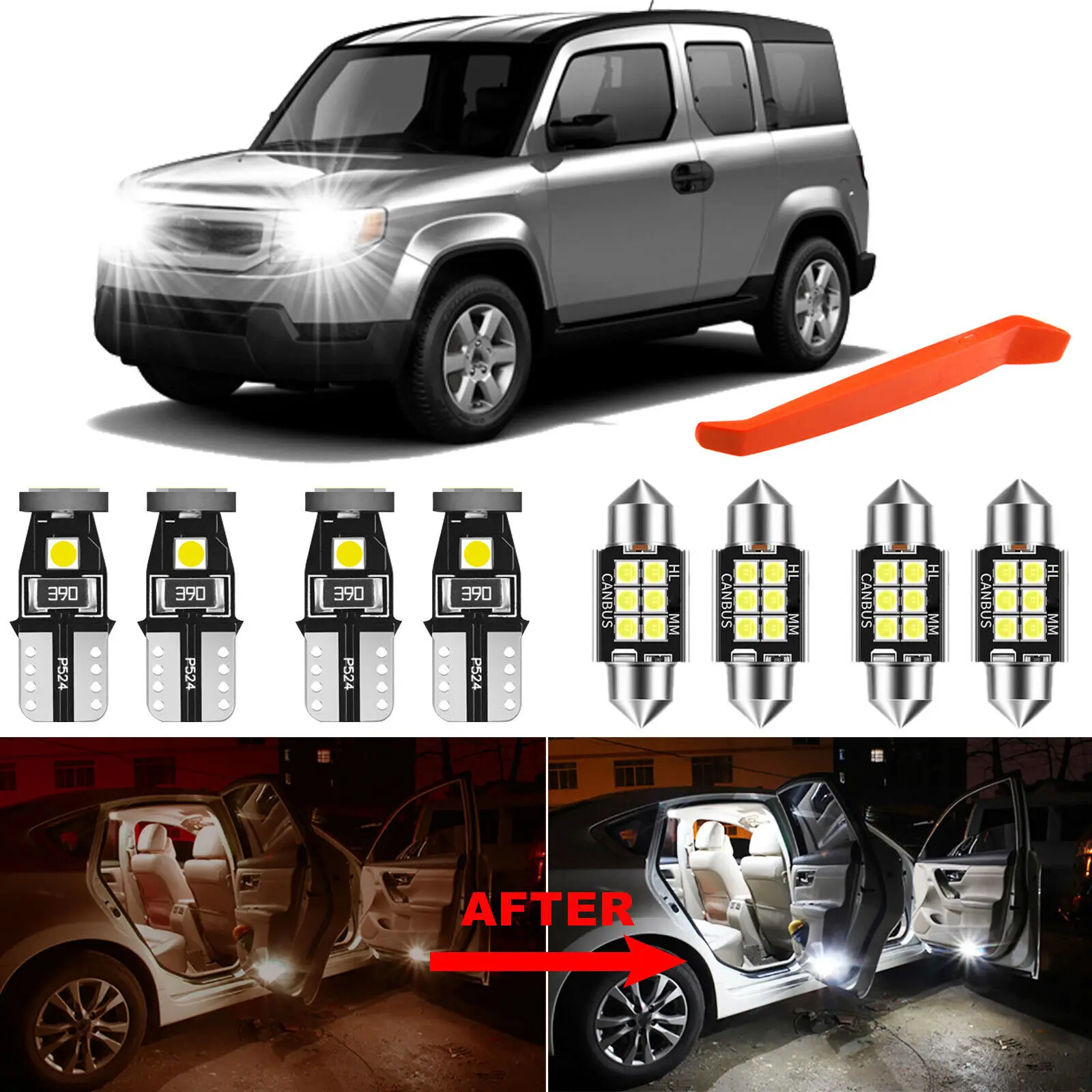 

Winetis, 6 шт., 6000K, белая внутренняя карта, купол, фонарь для Honda Element 2003-2011 + бесплатный инструмент