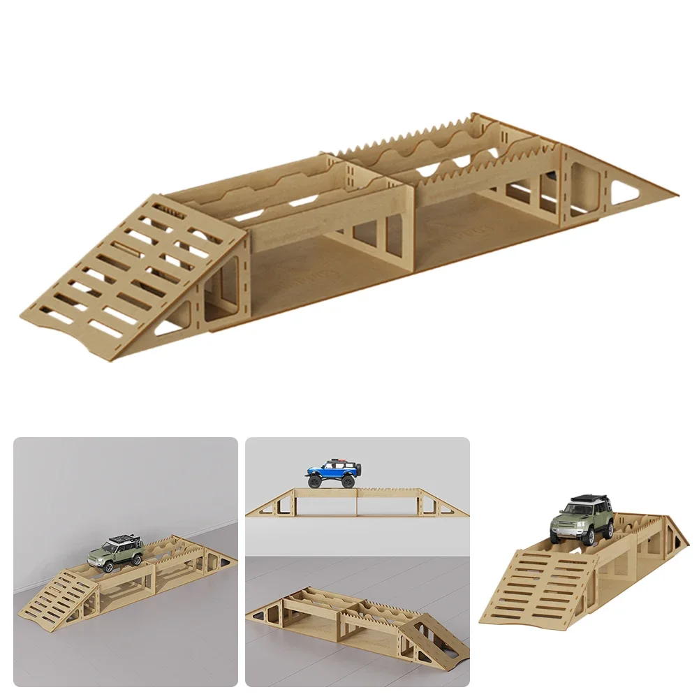 RC Wooden Bridge Simulation Obstacle Steep Slope Simulated Arch Bridge Obstacle for TRX4M SCX24 FCX24 1/18 1/24 RC Crawler Car