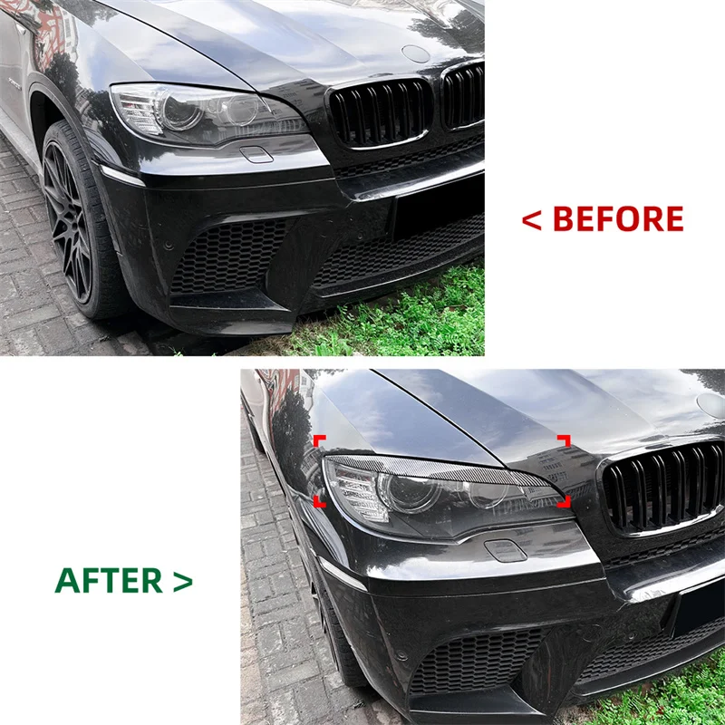 2008-2014 For BMW X6 E71 E72 Headlight Eyebrow Front Head Light Lamps Cover Trim Headlamp Eyelid Sticker Brow Strip cover