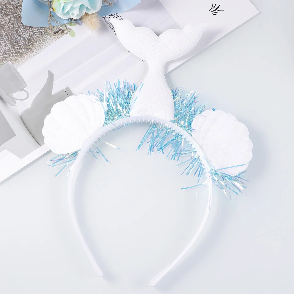 

1pc Blue Fish Pattern Mermaid Headband Lightweight Hair Hoop For Party Festival Costume Birthday Decoration Hair