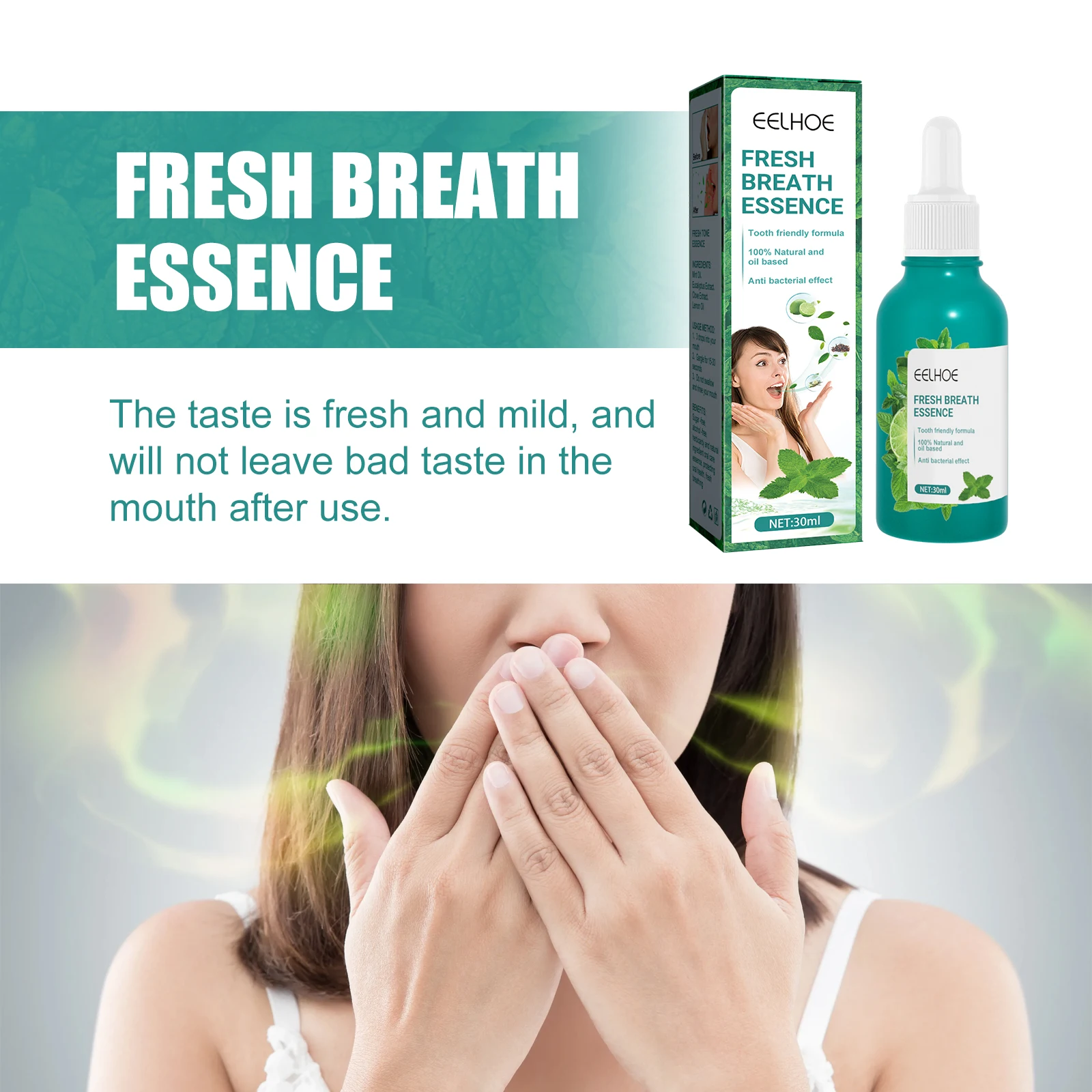 Fresh Breath Essence Mint Oil Squeeze Pump Head Drop Remove Bad Breath Oral Cleaning Liquid Purify Odor Portable Fresheners 30ml