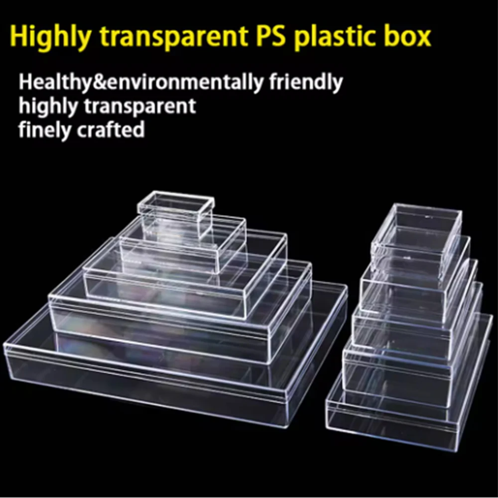 1-6Pcs Transparent Plastic Box Rectangular With Lid Small Display Box Storage And Organizing Box Specimen Collection Packaging