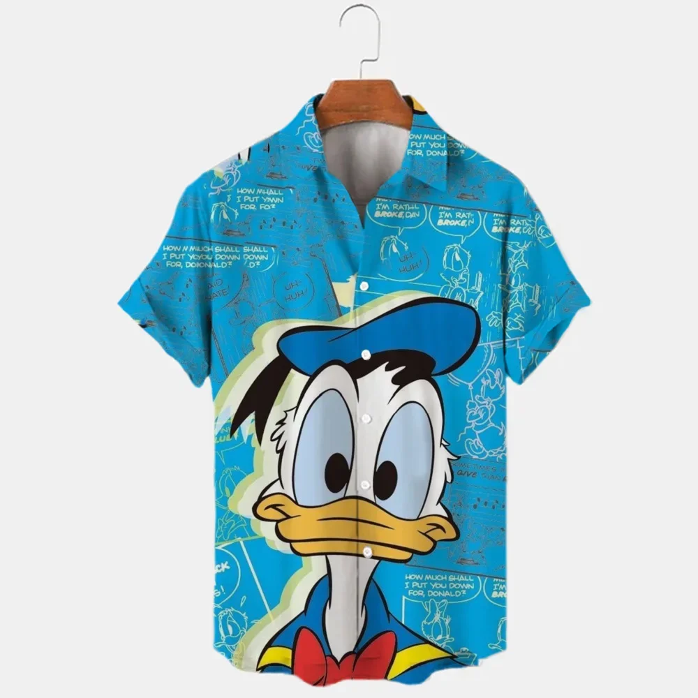 2024 Disney Donald Duck Mickey Mouse Men\'s 3d Printed Shirt New Summer Fashion Street Trend Retro Boutique Unisex Toplogo Shirt