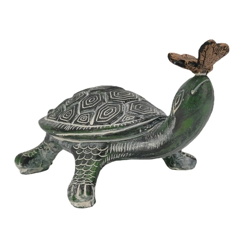 

Garden Statue Figurine Tortoise with Butterfly Animal Sculpture for Indoor Outdoor Decoration Yard Ornaments Dropship