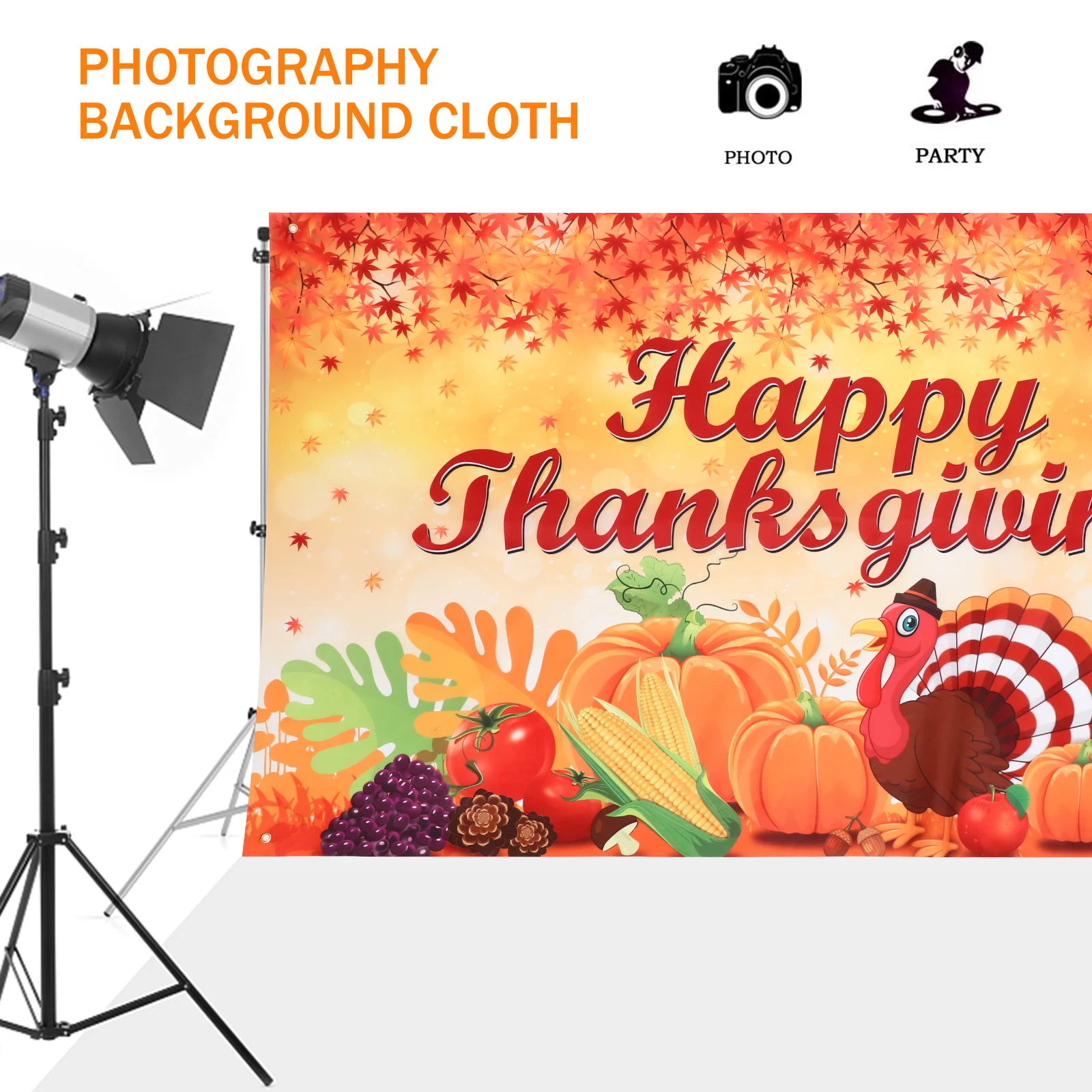 

Thanksgiving Background Fabric 185x110cm Fall Decorations Wall Hanging Banner Home Party Layout Prop PhotographyBackdrop Harvest