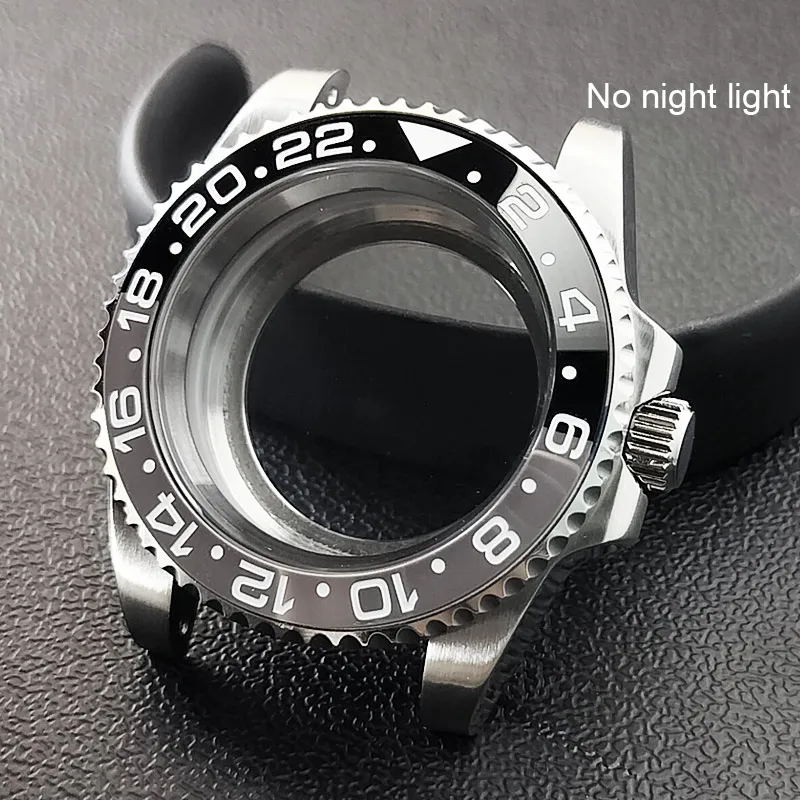 GMT 40MM Bidirectional rotation sapphire glass watch case fit NH-34 movement fit 28.5-29mm dial accessories parts 5Bar