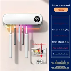 New Youpin Toothbrush Ultraviolet UV Sterilizer Rechargeable Holder Wall Mounted with 4 Slot Dustproof Toothpaste Dispenser