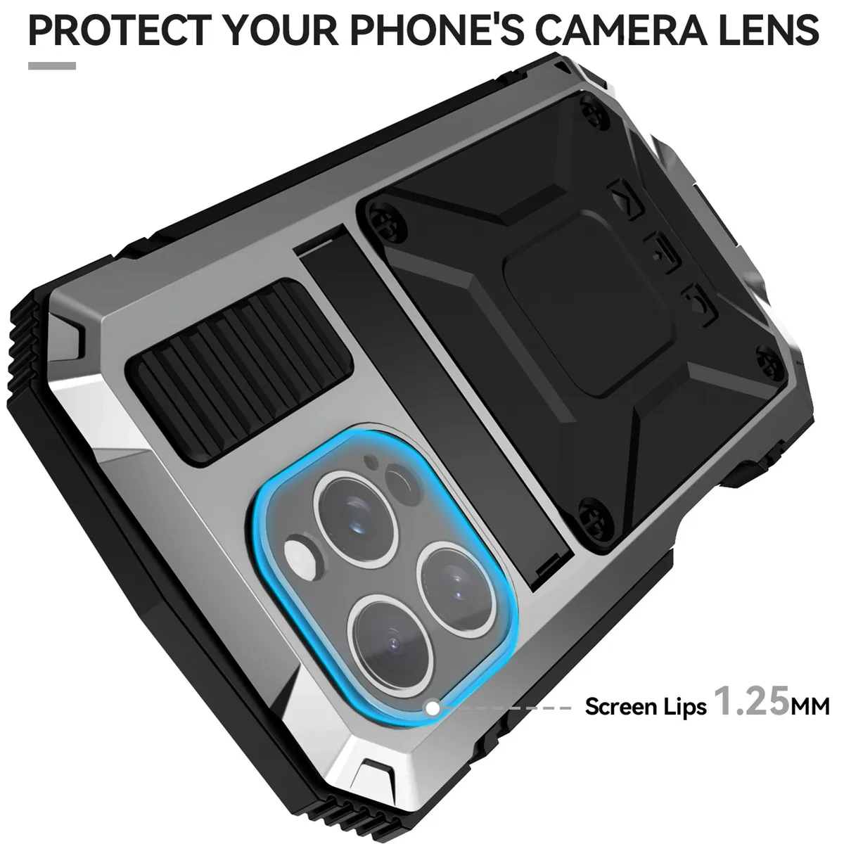 حافظة معدنية من الزجاج المقسى 360 لهاتف آيفون 17 16 برو ماكس 15 برو عدسة حامي الكاميرا وعرة الثقيلة مقاومة للصدمات