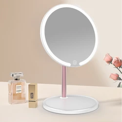 New Rechargeable Makeup Mirror Portable 3 Color LED Light Makeup Mirror USB Rechargeable 2-in-1 Desktop Beauty Mirror