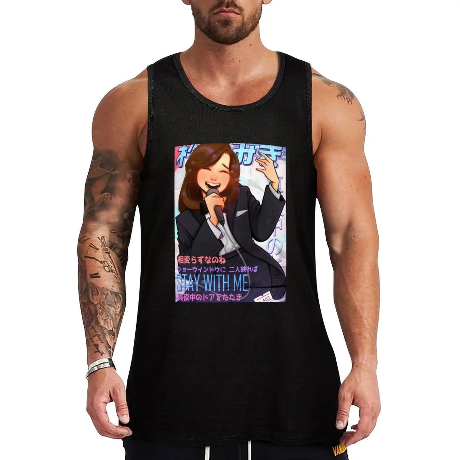 

Miki, Stay With Me Tank Top fashion 2025 man sports suits Men sleeveless tee Men's summer clothes