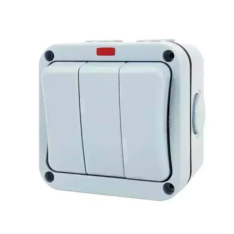 

Наружный водонепроницаемый переключатель с рейтингом IP66 для управления тремя устройствами с материалами ABS для садов, террасов и строительных площадок