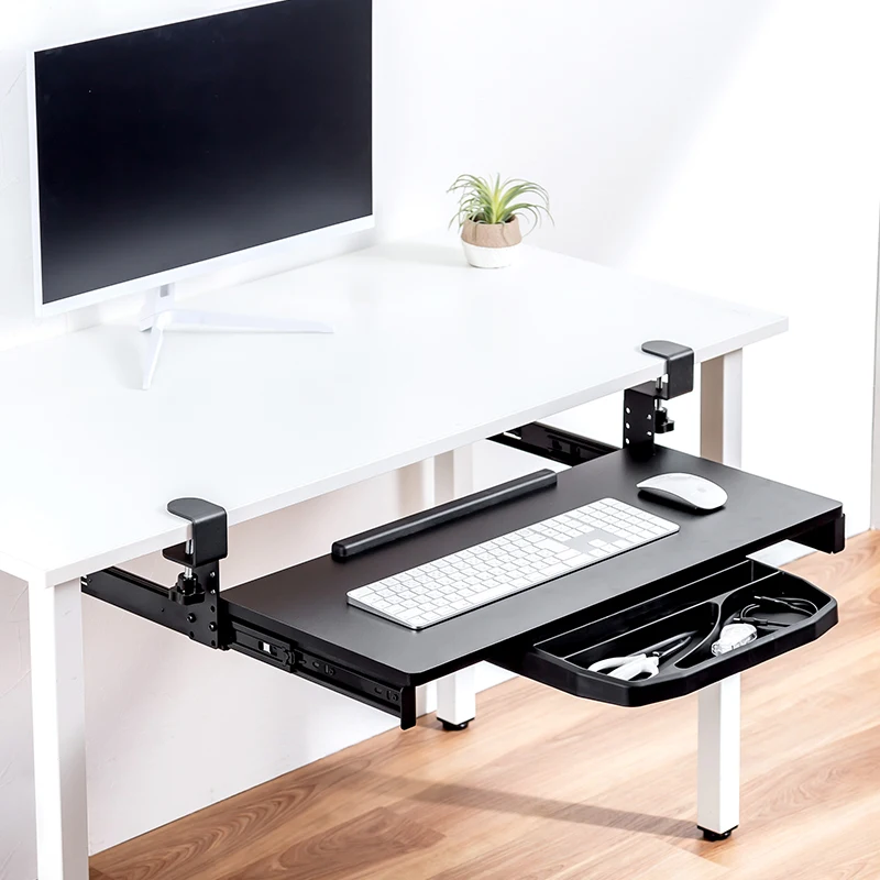 

Transparent Plastic Pull-Out Drawer Organizer Box under Desk Hidden Storage Container Stackable Bin for Office Supplies