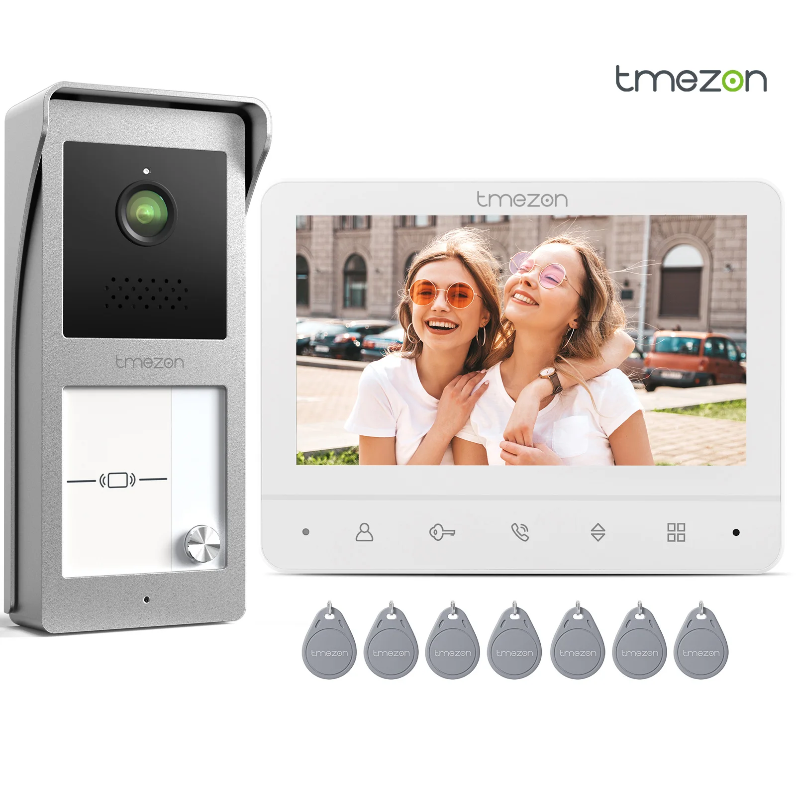 Проводной видеодомофон, дверной звонок, домофонная система для домашней безопасности, 7-дюймовый монитор TMEZON с проводным звонком для ДОМА, RFID-карта
