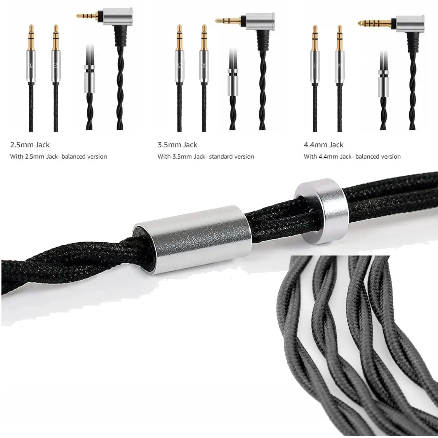 4.4mm 2.5mm BALANCED Headphone Cable for Hifiman HE400SE HE-350 HE1000 HE1000V2 HE400i(New Version) Replacement Audio Cable Cord