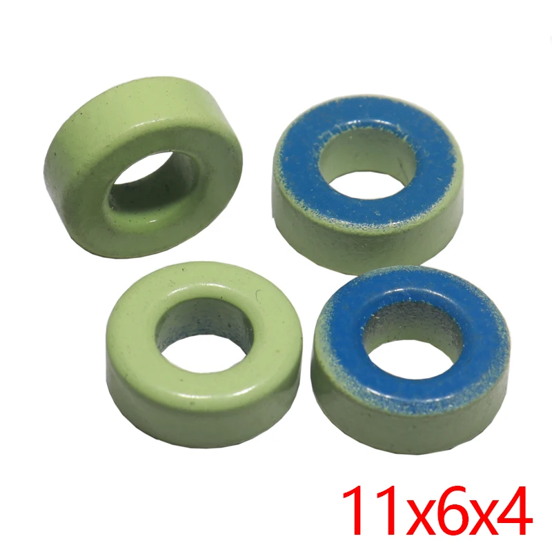 【30-20PCS】Anti-Interference Magnetic Core Winding Inductor 11X6X4MM Blue Green Ring High Frequency Iron Powder Core Ring