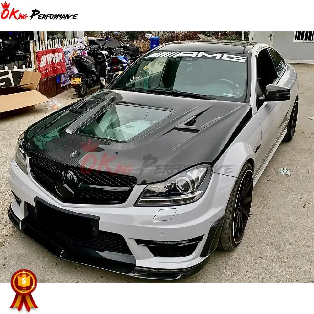 Engine Visible Carbon Fiber Hood For W204 C Class AMG C63 C200 C260 C300 C320