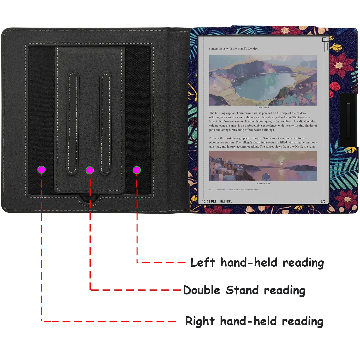 Double Stand Case for 7'' Onyx Boox Tablet Go Color 7 Cover with Auto Sleep/Wake & Double Hand Strap / Magnetic Closure