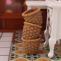 Mini 1/12 Cute Dollhouse Rattan Frame Hand-woven Vegetable Food Storage Basket Dolls Miniature Decoration