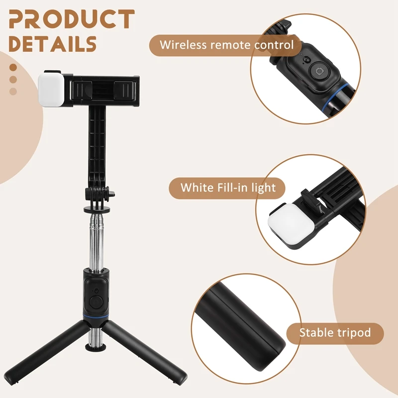 C01S Bluetooth Selfie Stick Handheld Live Mobile Phone Holder Desktop Integrated Tripod Fill Light Accessories